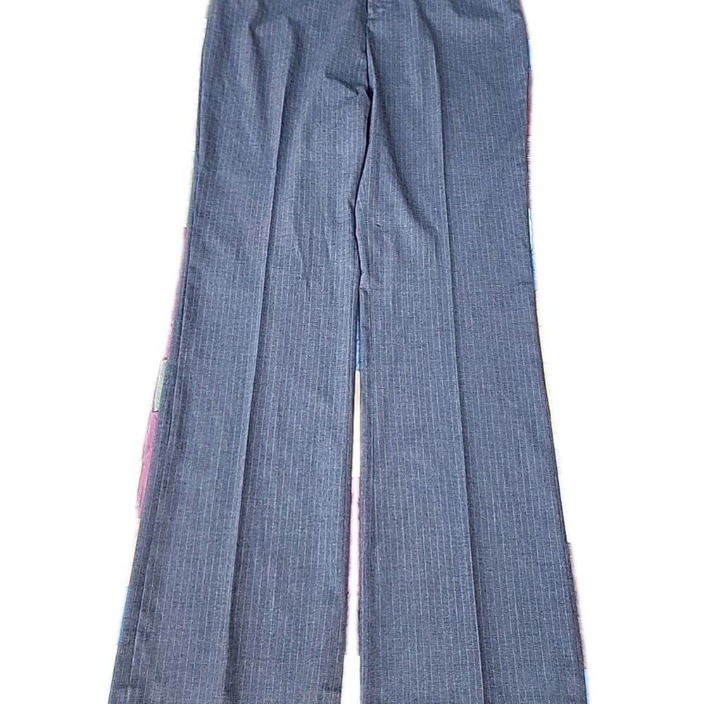 Coldwater Creek Natural Fit Grey Striped Officewear Pants 14 Long 34" Inseam